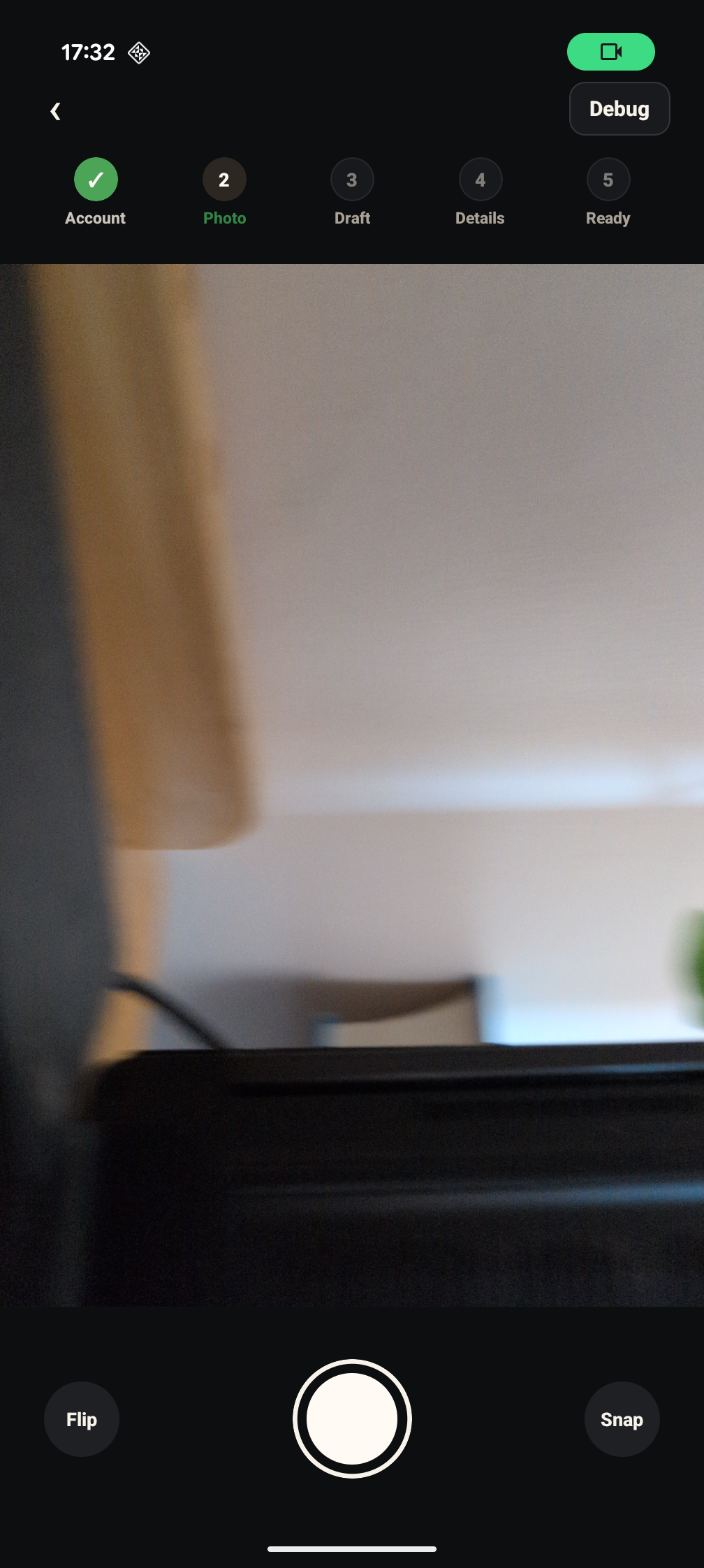 Yeeter camera screen on Android